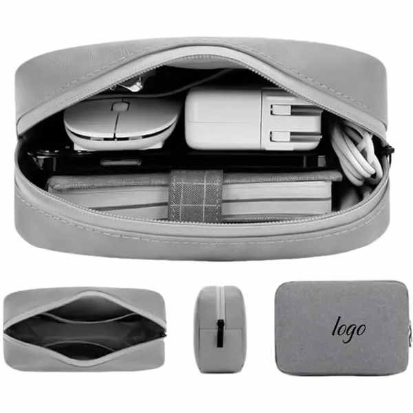 Custom Canvas Electronics Organizer Tote Bag 6.69 Inch — Travel & Business Promo Item