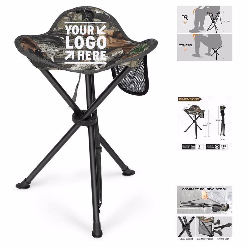 Adults Lightweight Portable Tall Travel Chair ?Camping Folding Tripod Stool With Storage Bag