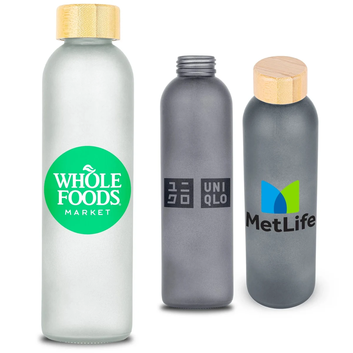 Beverly Glass Water Bottle 24 oz, custom glassware with logo imprint 1