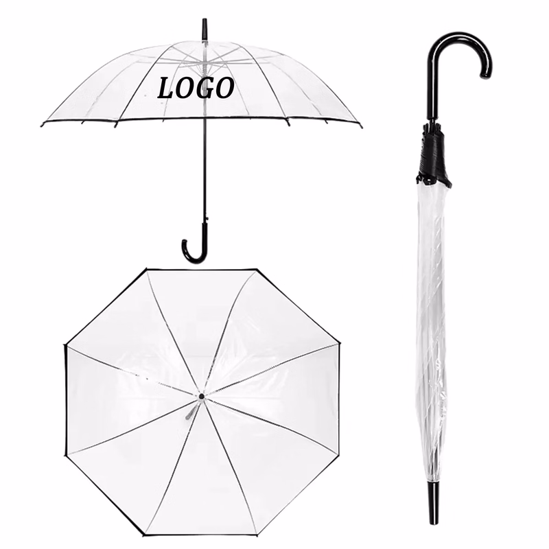 Transparent 8-bone dry long handle advertising umbrella