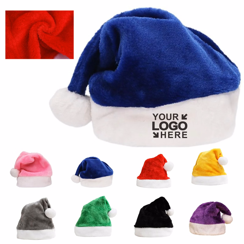 Colorful Plush Santa Hat for Adults