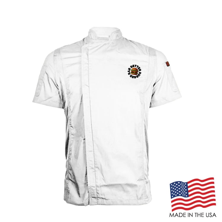Men's Short Sleeve Modern Chef Coat (EMBROIDERED LOGO) 1