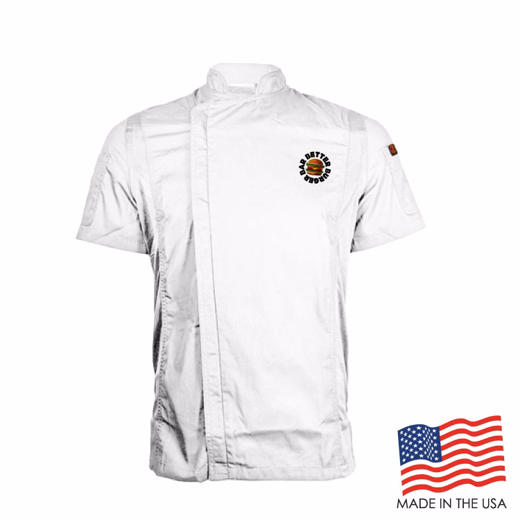 Men's Short Sleeve Modern Chef Coat (EMBROIDERED LOGO)