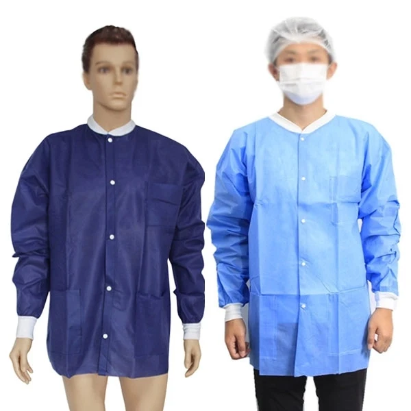 Short Disposable SMS Nonwoven Lab Coat 1
