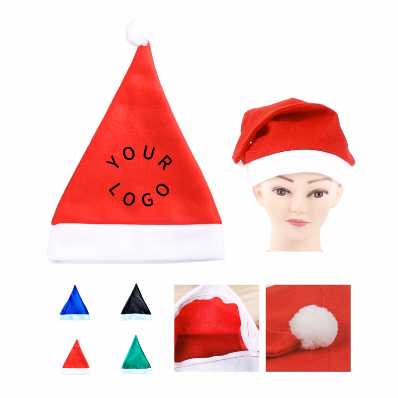 Velvet Christmas Santa Hat With Plush Liner 11.81" Width 15.75" Height