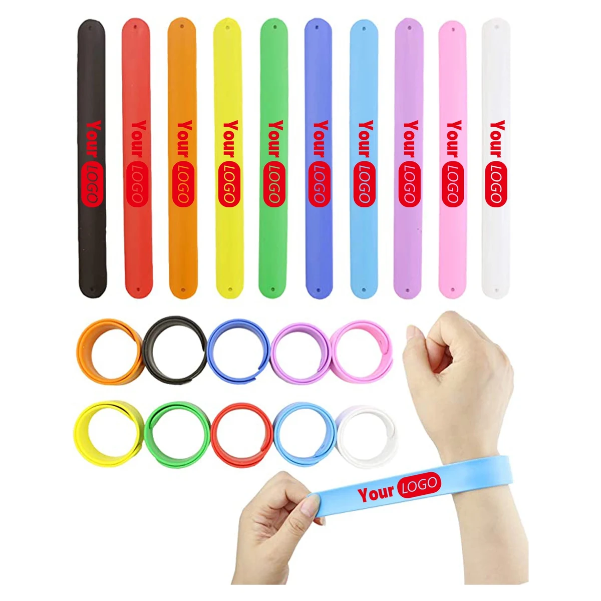 MOQ 50 Rainbow Silicone Slap Bracelets 1