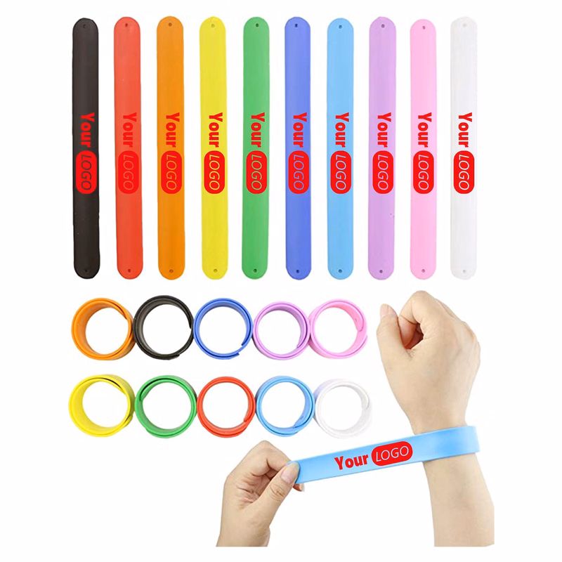 MOQ 50 Rainbow Silicone Slap Bracelets