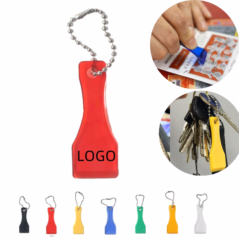 Plastic Lottery Scratcher Ticket Scraper WithBead Chain