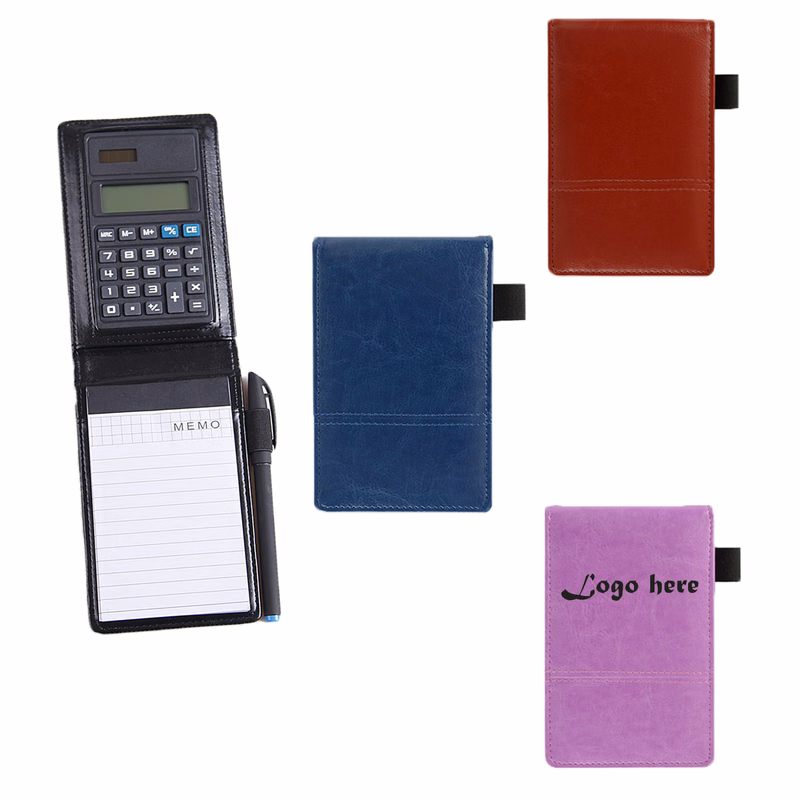 Leatherette Pocket Jotter With Calculator Memo Pad