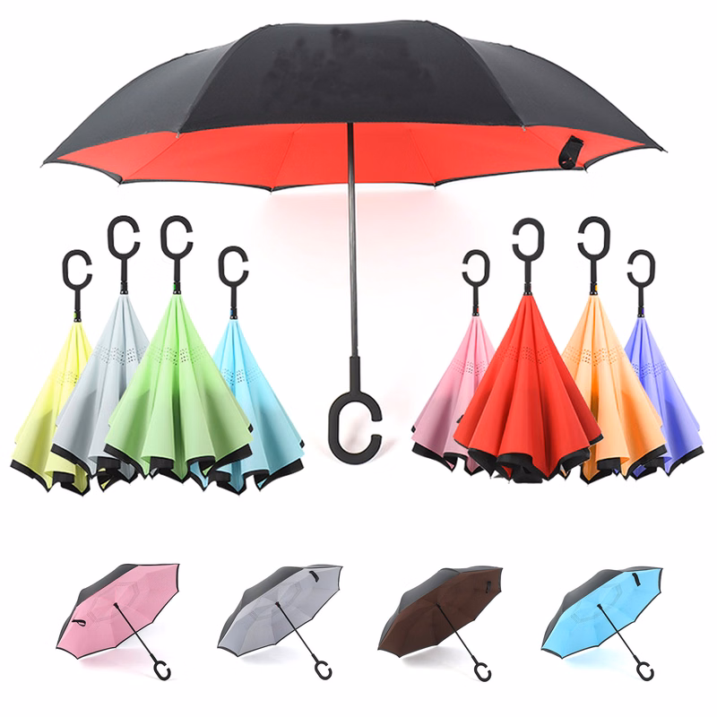Reverse Foldable C-shape Handle Umbrella