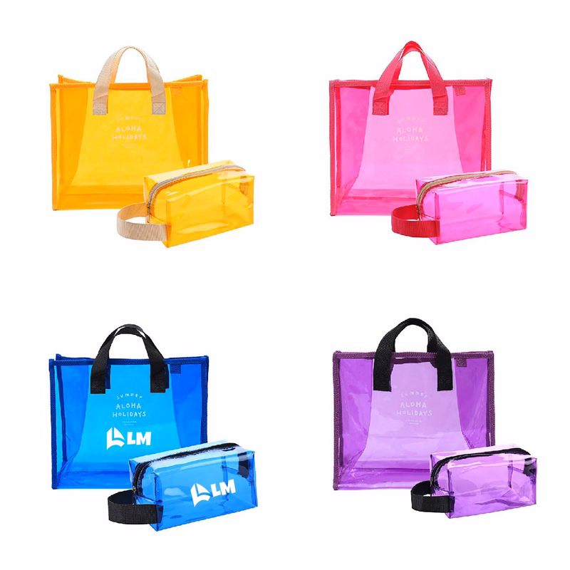 Clear Tote Beach Bag Set
