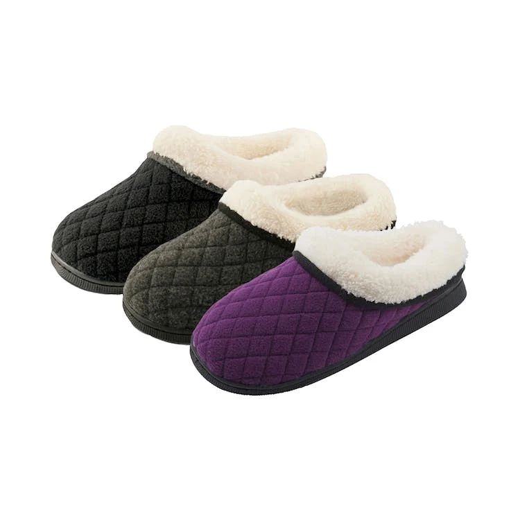Girls' Quilted Fleece Slipper Shoes - S-XL 3 Colors 1