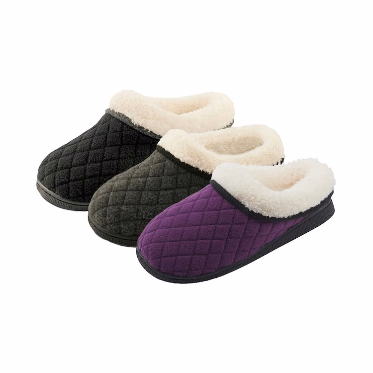 Girls' Quilted Fleece Slipper Shoes - S-XL 3 Colors