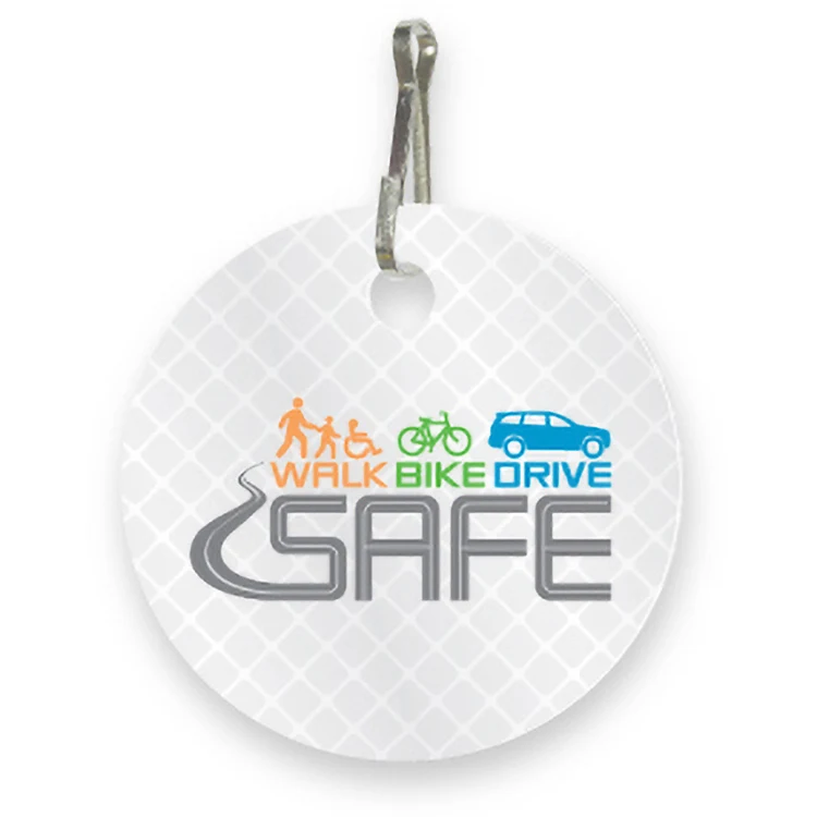 Ultra Reflective White Bag Tag Circle shape 2" dia. Digital High resolution Full colour 1