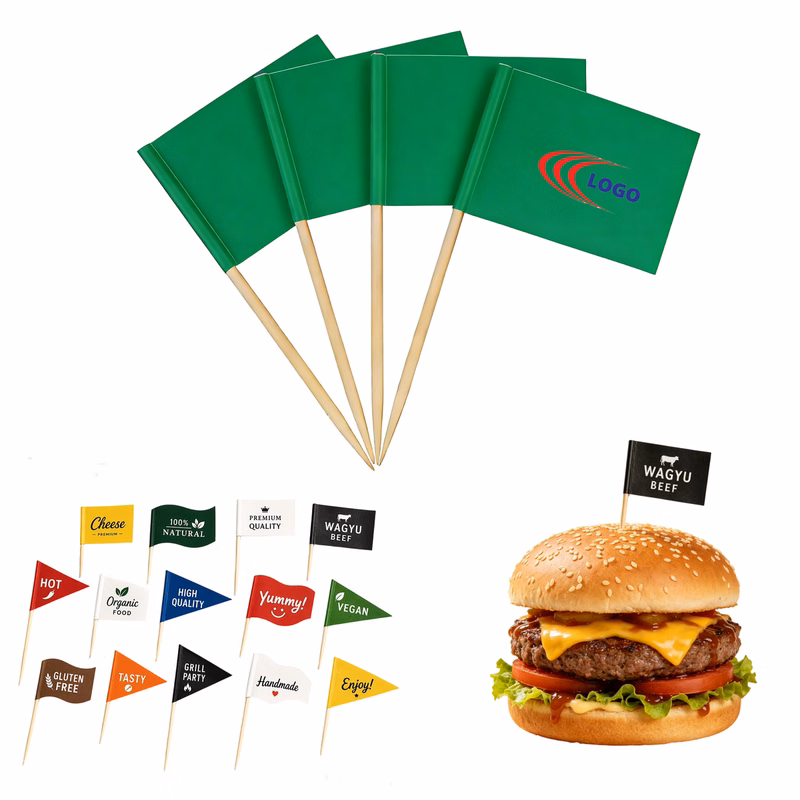 Logo Printed Cocktail Toothpick Flags