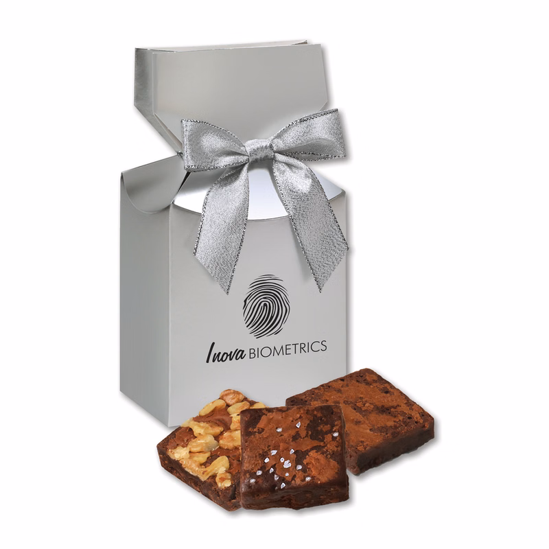 Gourmet Brownies in Silver Premium Delights Gift Box