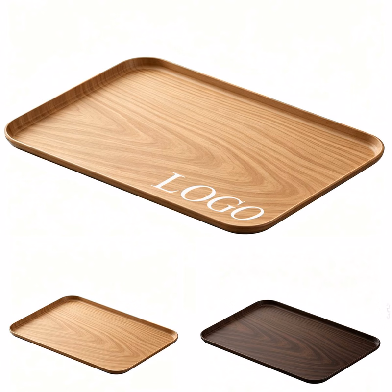 MOQ 5 Piece Wood-Grain Rectangular Serving Tray