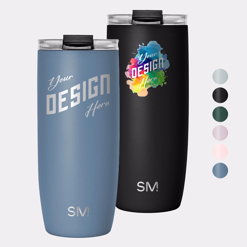 20 oz Simple Modern® Stainless Steel Double-Walled Insulated Voyager Tumbler with Clear Flip Lid & Straw