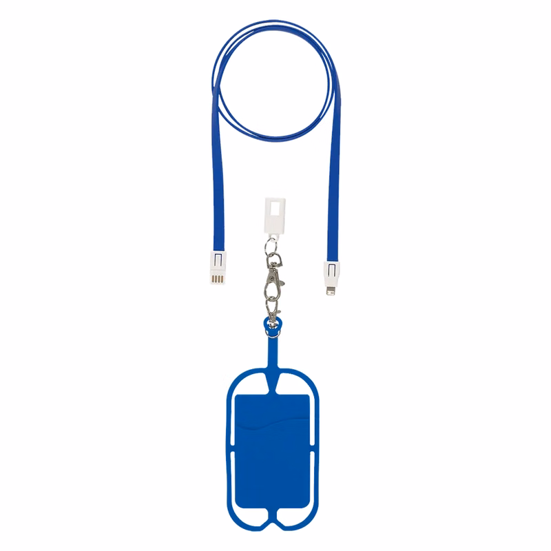 Adhesive Silicone Phone Wallet with Lanyard Attachment