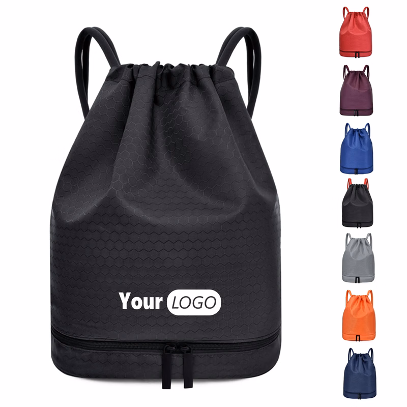 Polyester Dry Wet Separation Sports Drawstring Backpack