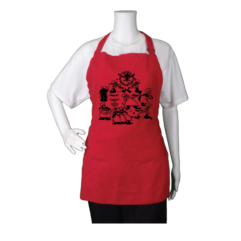 Red Restaurant-Style Bib Apron 1
