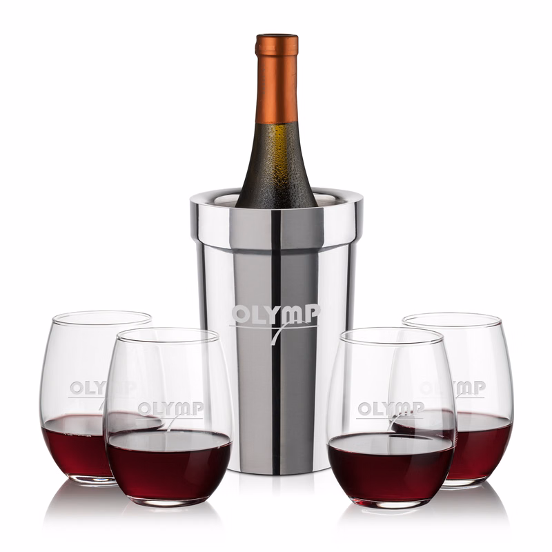Milano Wine Cooler & Stanford Stemless Wine Set