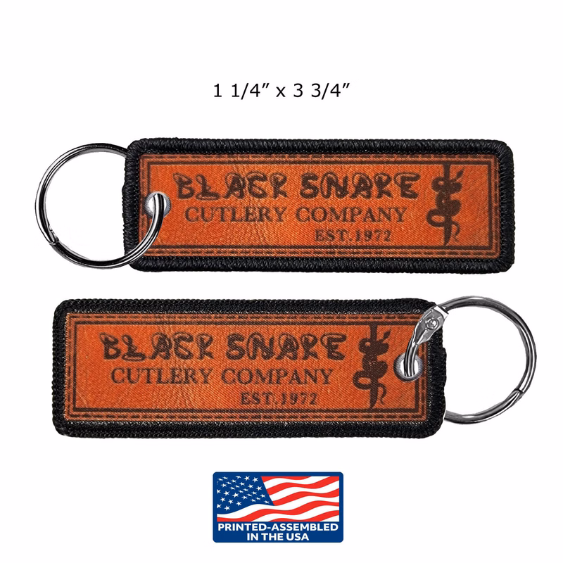 1" x 4" Two Sided Faux Leather Printed Medium Size Key Ring with Merrow Border