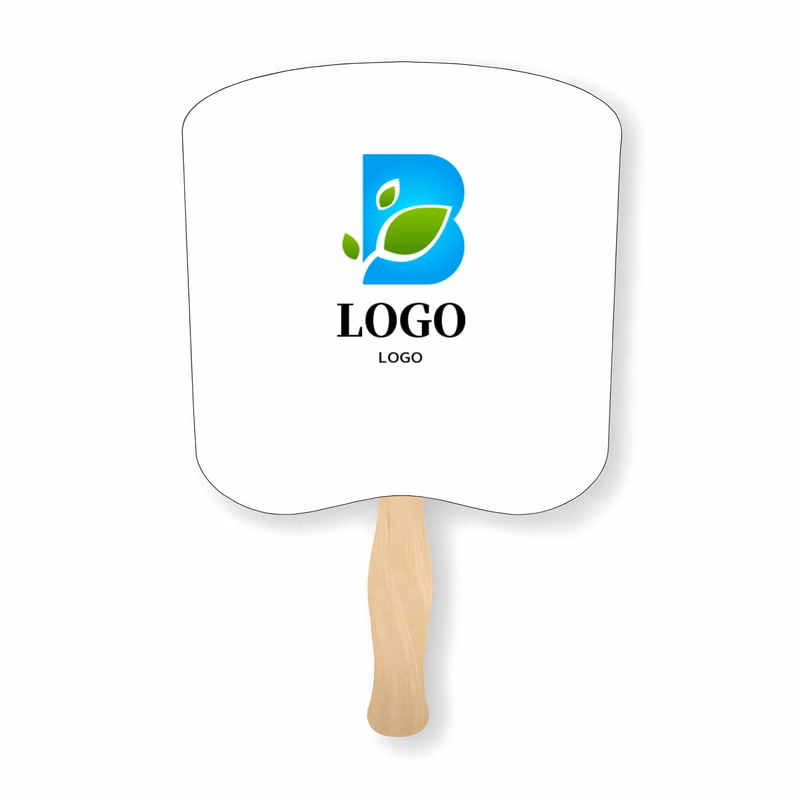 Custom Parlor And Church Hand Fan With Wooden Handle
