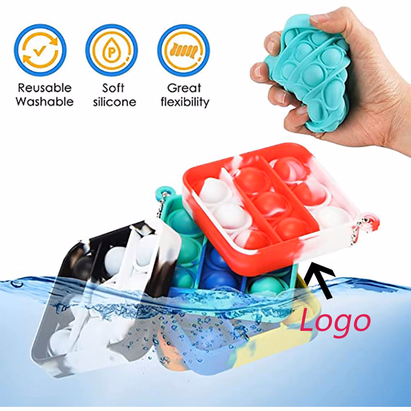 Square Shape Gradient Color Push Pop Key Chain/ Hook Up