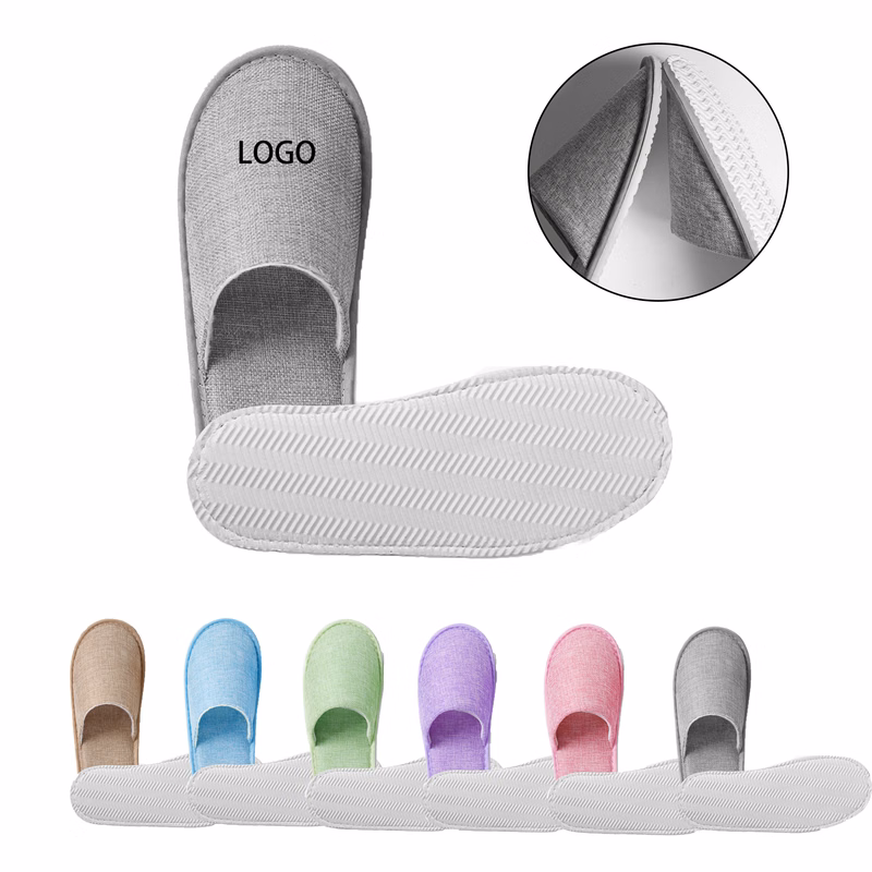 MOQ:100pcs Disposable Linen Slippers