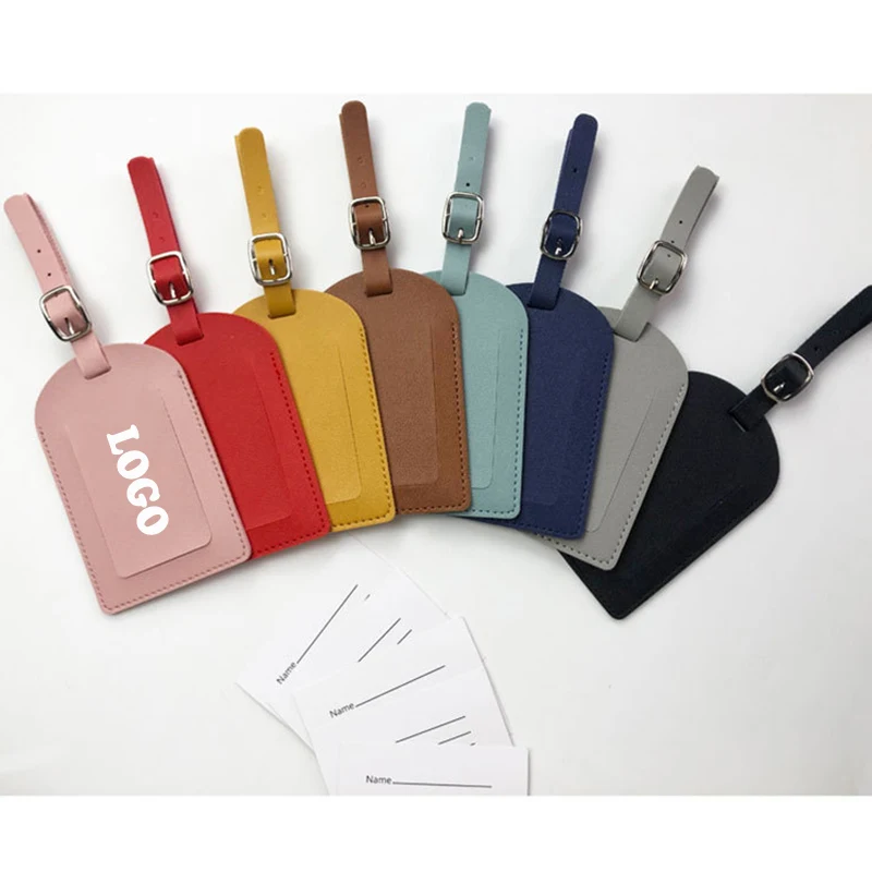 PU Leather Luggage Bag Tags w/Privacy Cover 1
