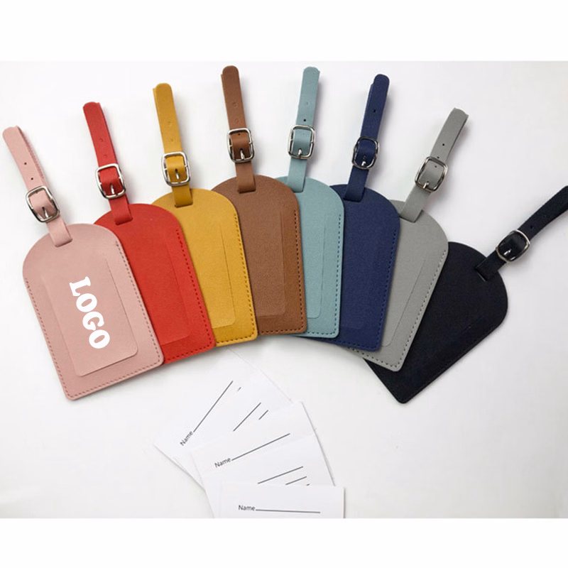 PU Leather Luggage Bag Tags w/Privacy Cover