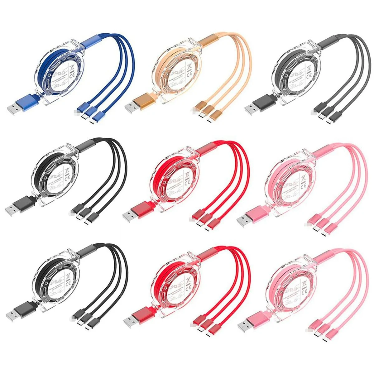 Retractable 3 in 1 Multiple USB Charging Cable 1