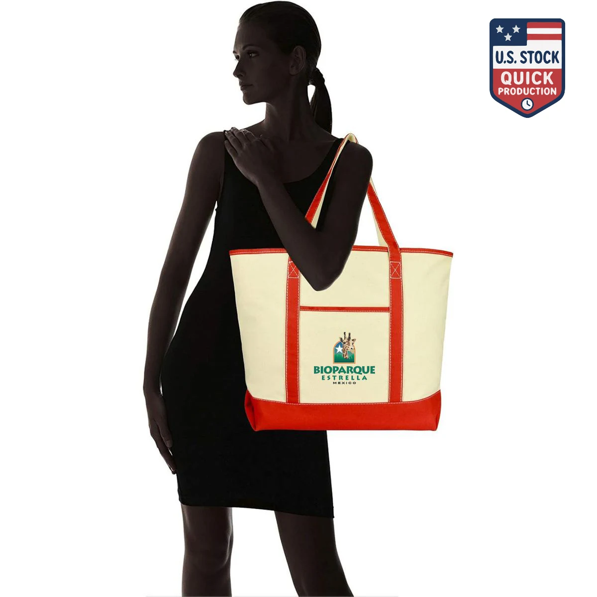 DailyMate Heavy Canvas Deluxe Large Tote Bag, custom tote bag with logo imprint 1