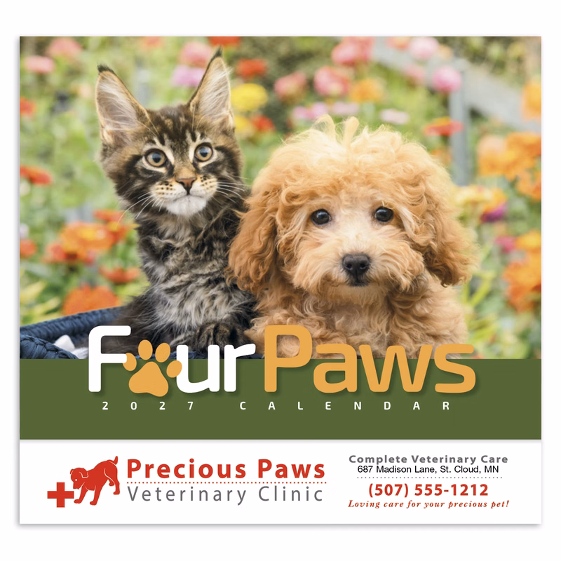 HotLine® Products Four Paws Appointment Calendar - Stapled