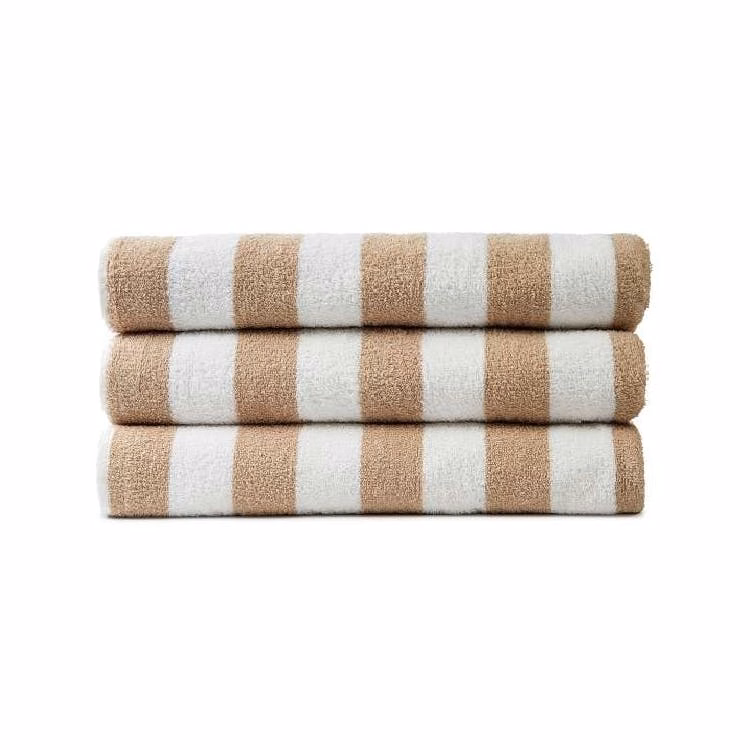 Jewel Cabana Stripe Pool Towels - 30" x 66" Beige