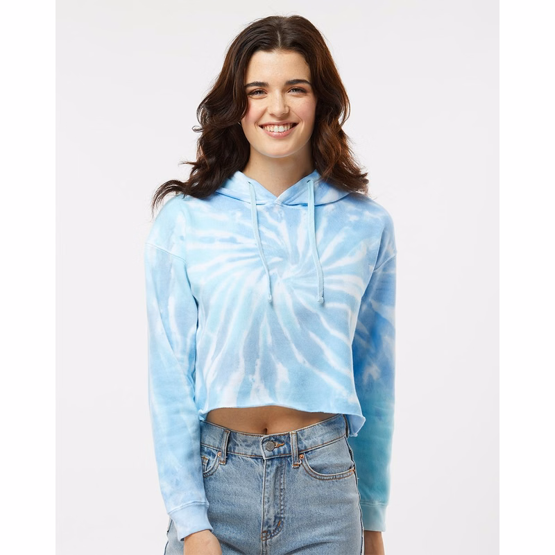 Women's Tie-Dyed Crop Hooded Sweatshirt - 8333