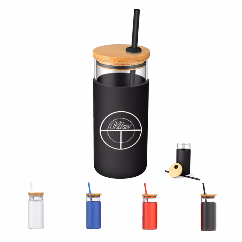 Bamboo Cap Glass Drink Bottle