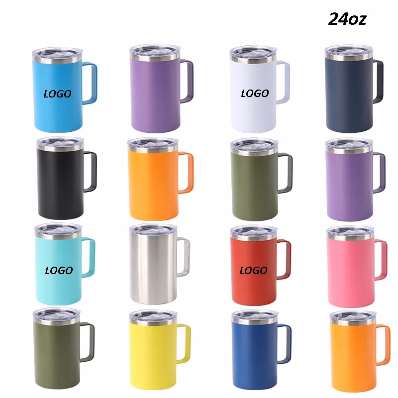 Double Wall Vacuum ReusableTravel Mug with Lid-24oz