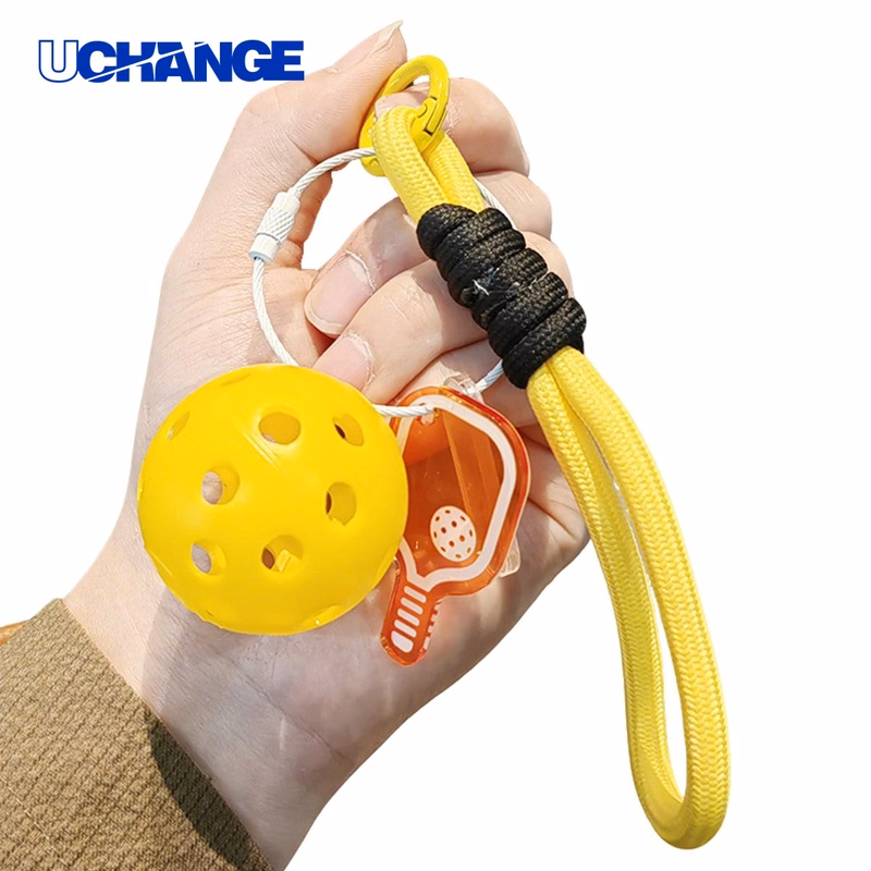 Pickleball Ornament Keychain Charm 6.3" x 1.1" x 1.8"