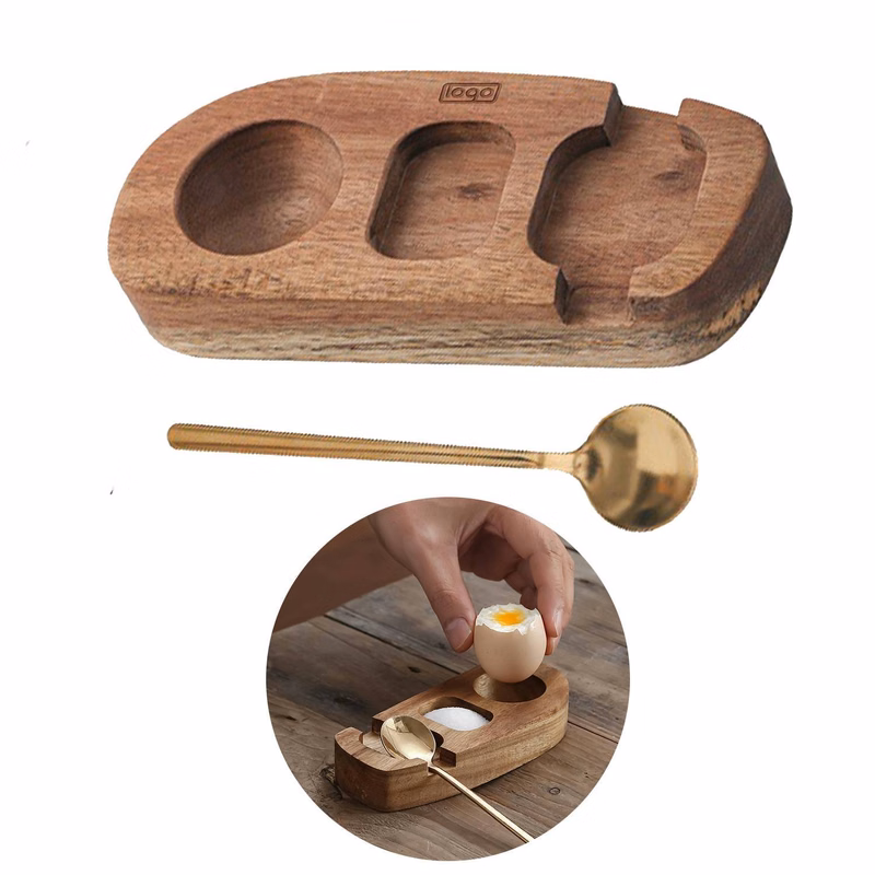 Solid Wood Egg Cup Holder Serving Tray