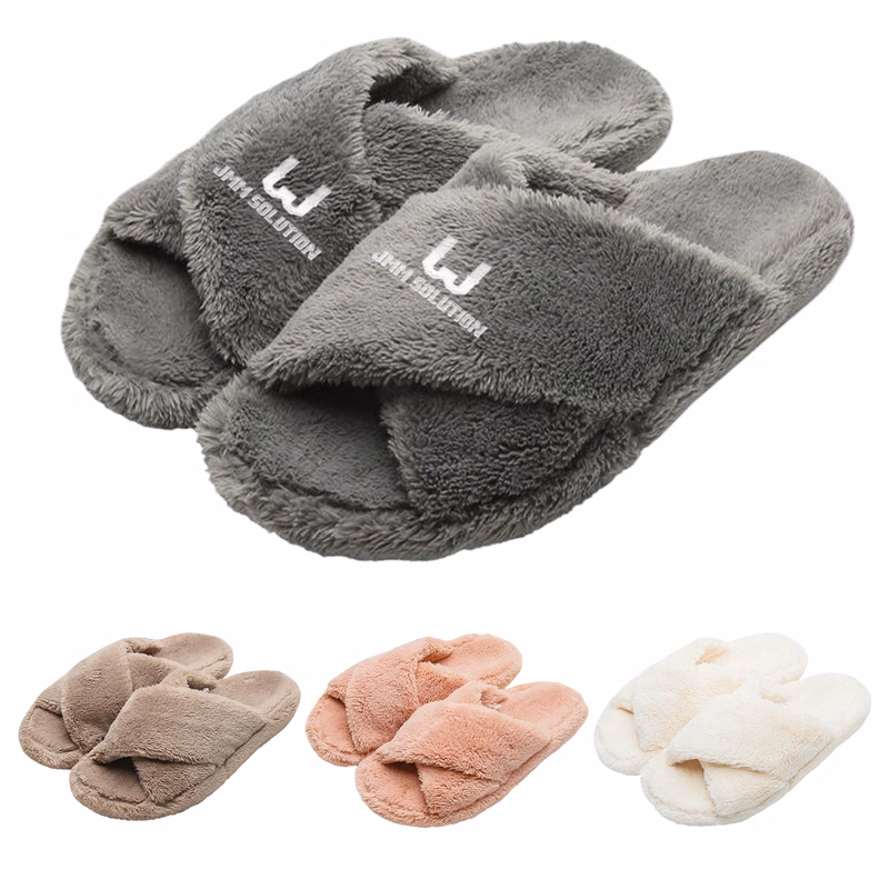 Cross Plush Warm Slippers
