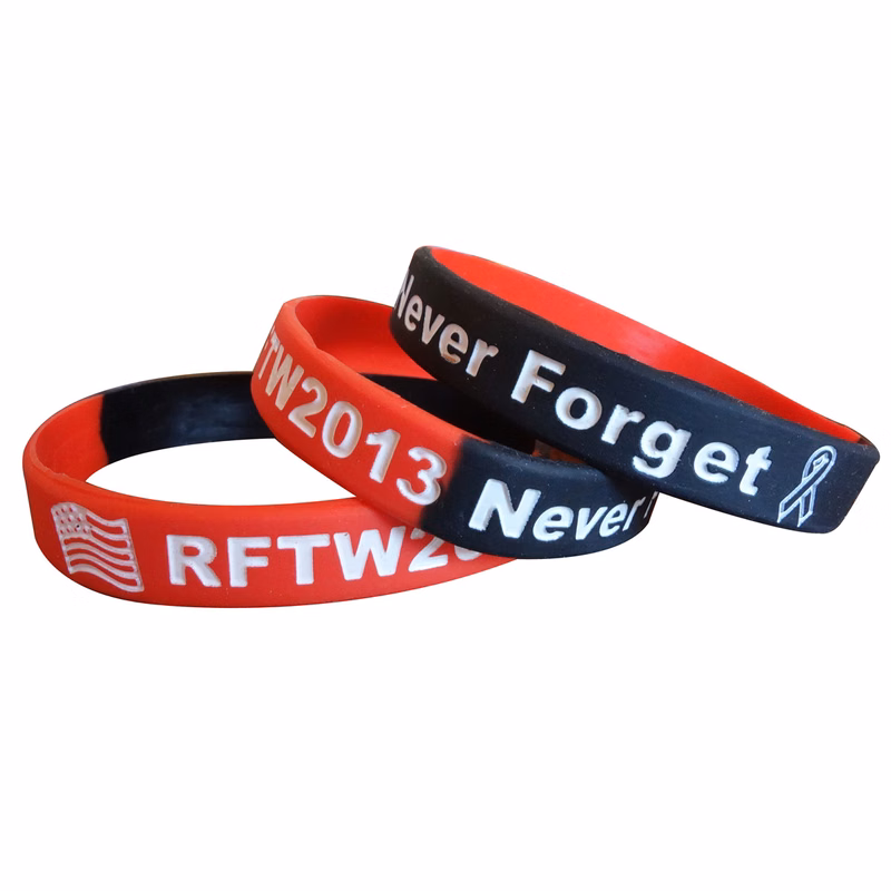 Segmented Deboss-Fill Silicone Wristbands