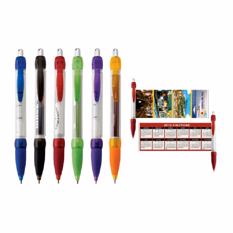 Plastic Clear Round Clip Banner Ballpoint Pen