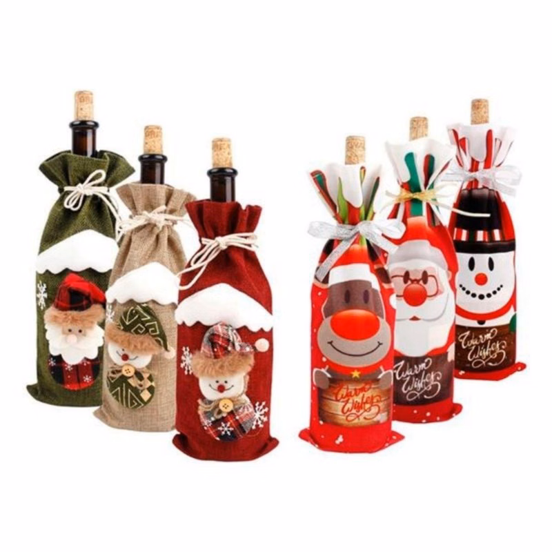 Christmas Wine Bottle Drawstring Cover