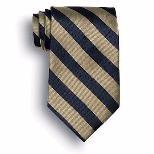 School Stripes Tie - Navy/Khaki Beige