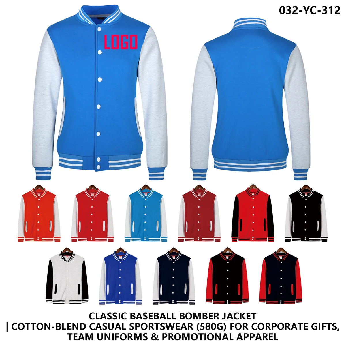 Custom Logo Baseball Jacket - Perfect for Teams and Events 1