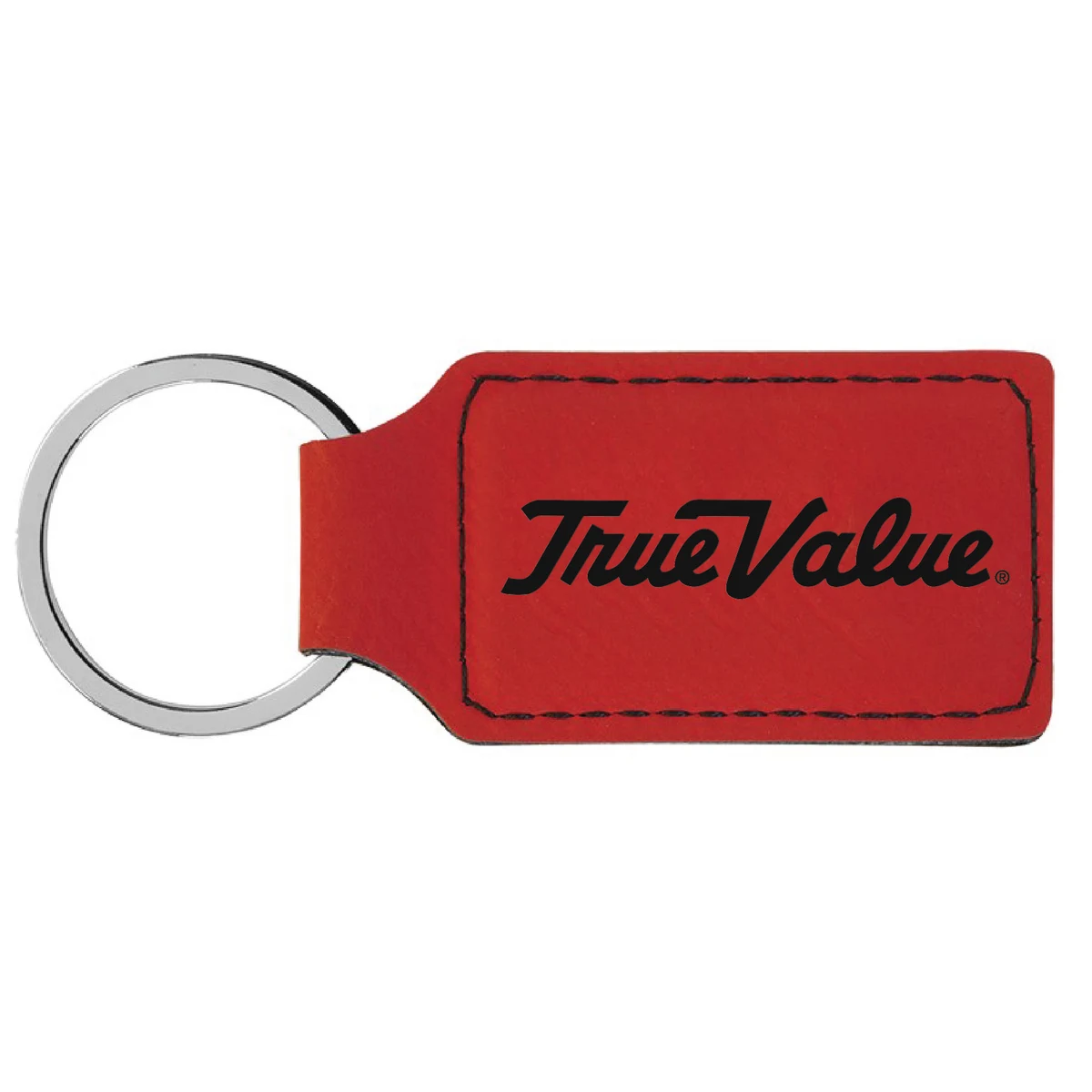 Red Leatherette Rectangle Keychain 1