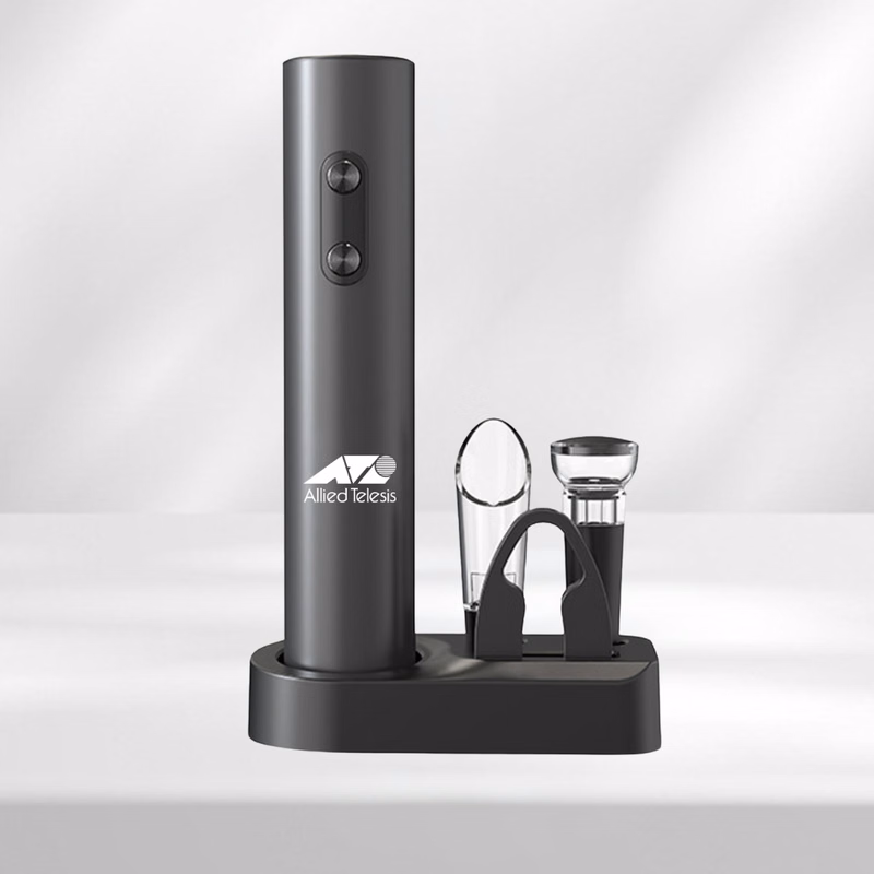 WineVault Electric Wine Opener Set with Pourer, Stopper & Storage Base