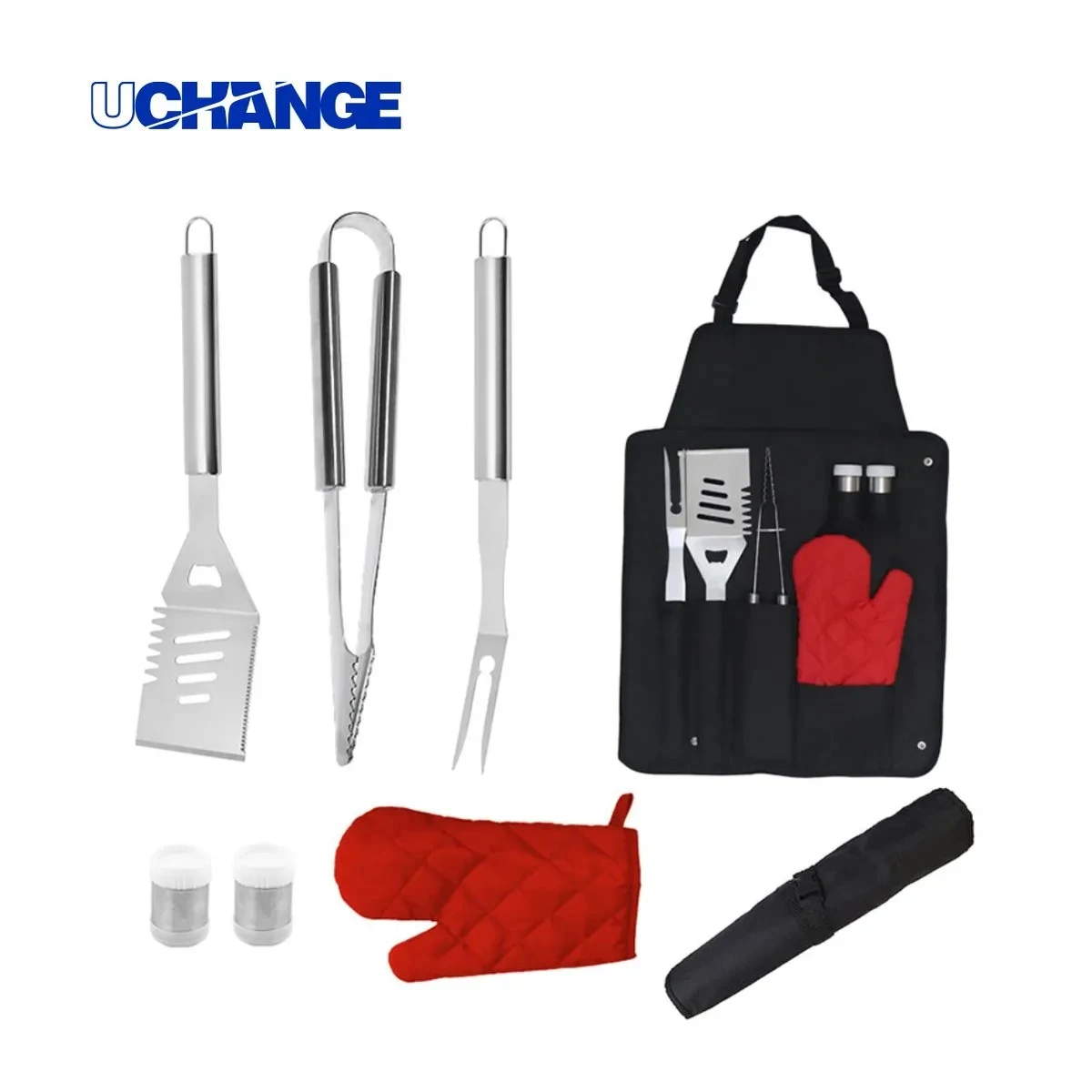 Custom 6-Piece BBQ Grill Tool Apron Set 1